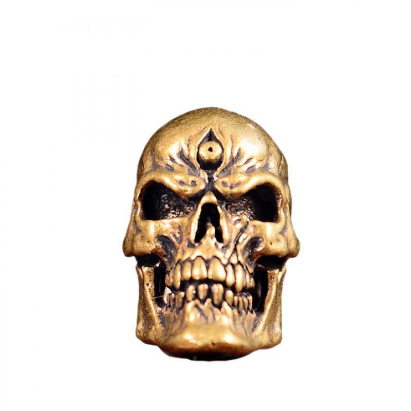 Brass Three-Eye Skull Pendant Charm Paracord Necklace Bag Accessory DIY Craft Supplies