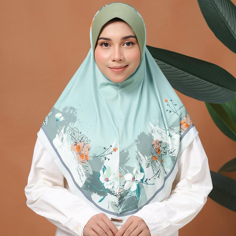 Women's Hijab Chiffon Printed Islamic Cap Instant Breathable Muslim Head Wraps