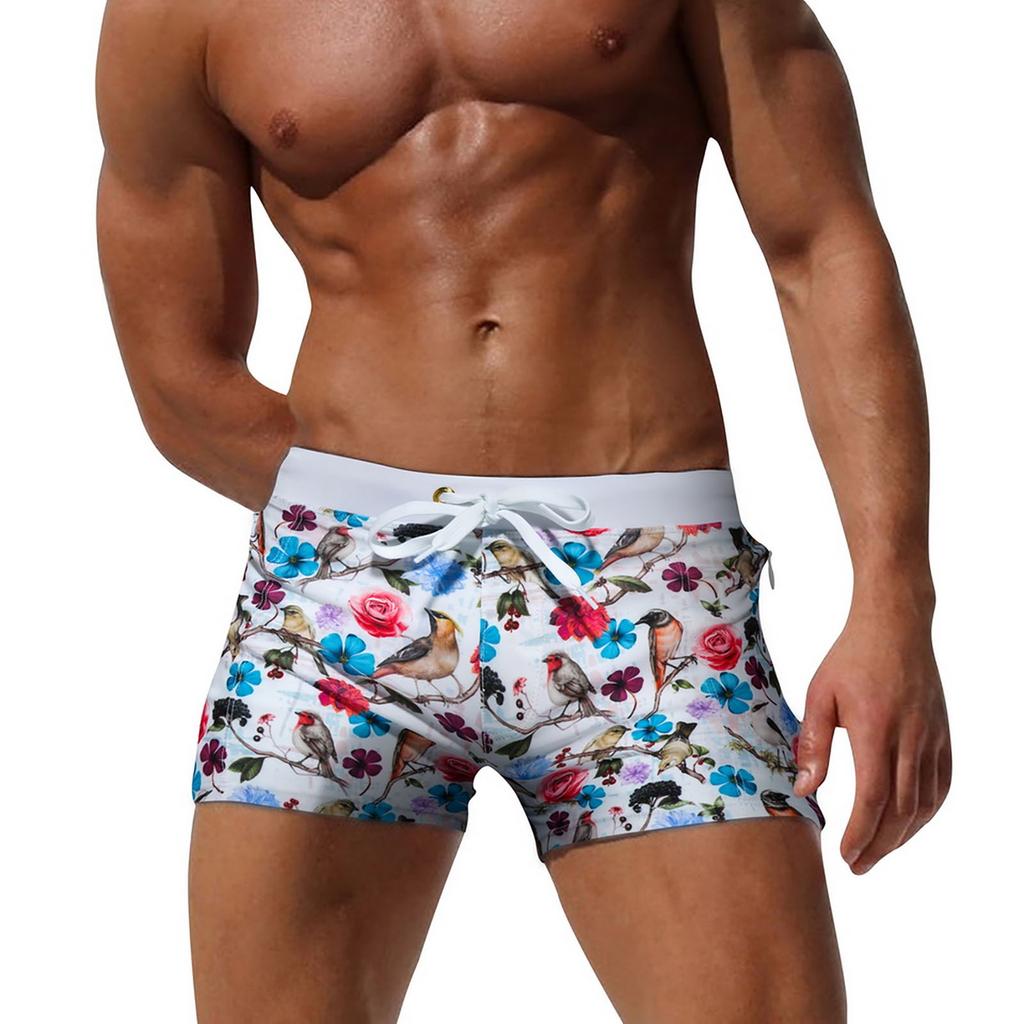Men's Swim Trunks Surf Quick Dry Fashion Zipper Shorts Beach Pocket Swimsuit