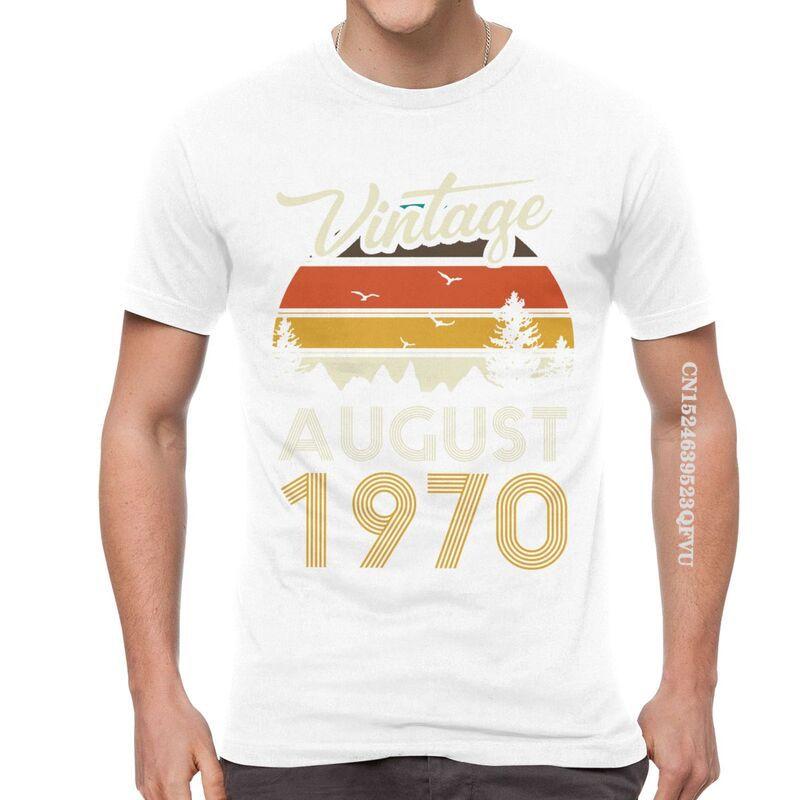 Vintage 1970 August T Shirt Mens Cotton Oversized Printing T Shirts Harajuku Tshirt 50th Birthday EMO Men Tees Tops