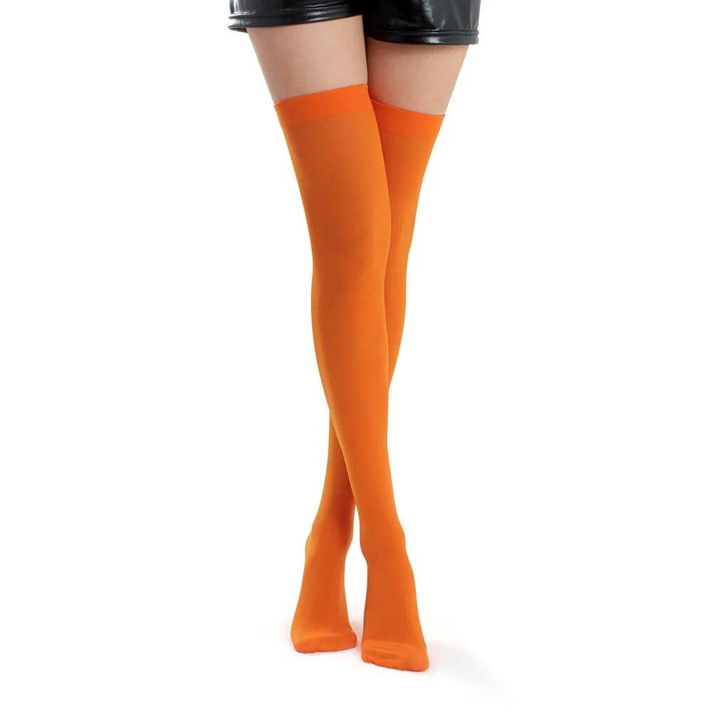 

2024 женские однотонные хлопковые чулки выше колена для девочек, черные, белые, серые теплые длинные чулки, сексуальные медиас One Size оранжевый