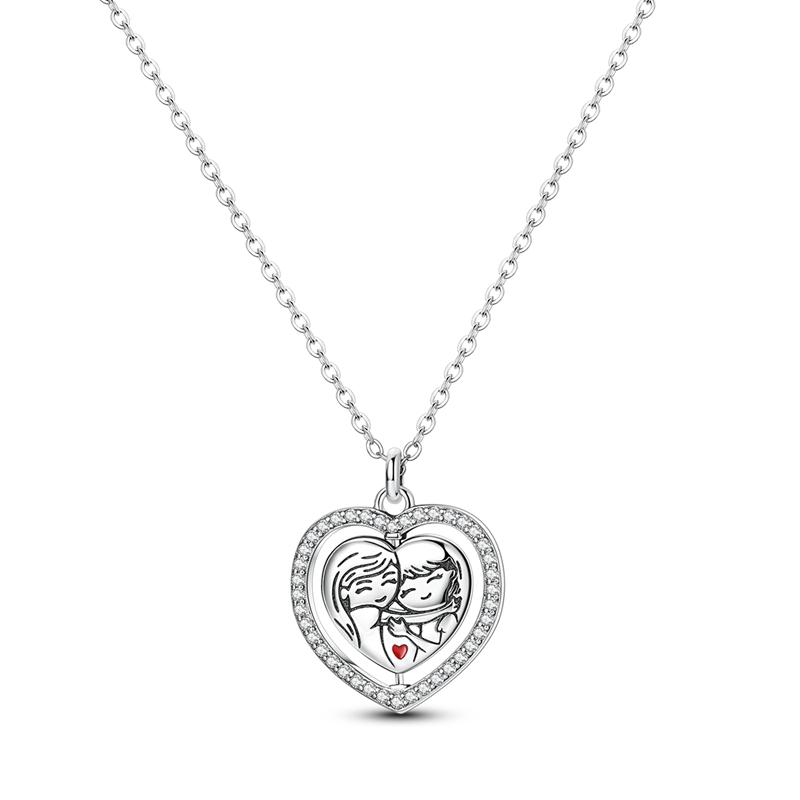 Original Copper Necklace Sparkling Heart Pearl Sun Moon Necklace For Woman Men Wedding Engagement Party Fine Jewely