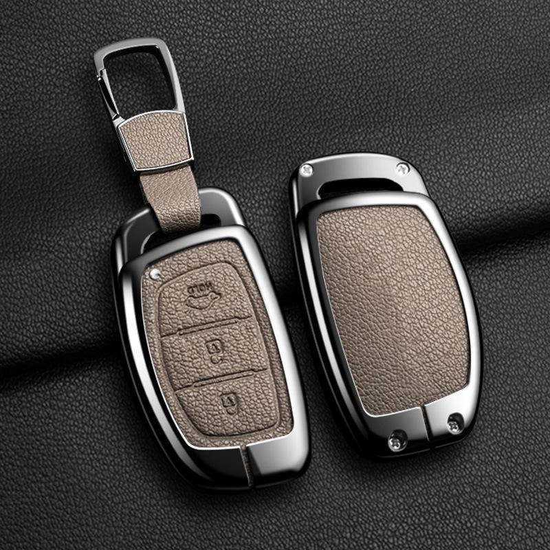 Zinc Alloy Leather Car Key Holder For Hyundai Tucson Elantra Creta Sonata Ix35 Ix45 I40 I30 I20 I10 Ioniq Accent Creata Key Fob