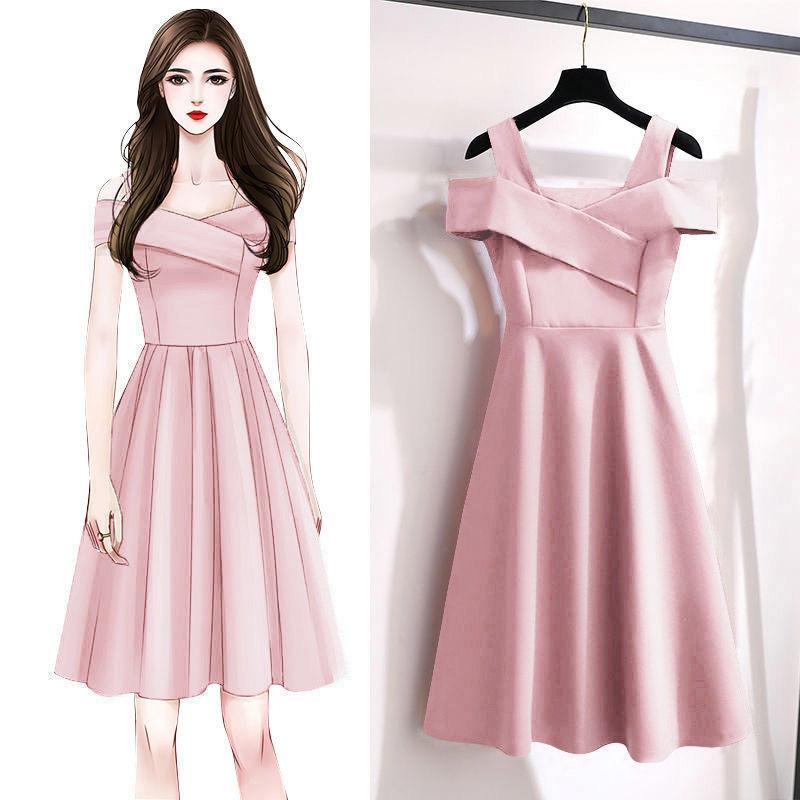 Women's Plus Size Cold Shoulder Cross Wrap A Line Midi Dress Solid Color High Waist Slim Fit Cocktail Party Swing Dress