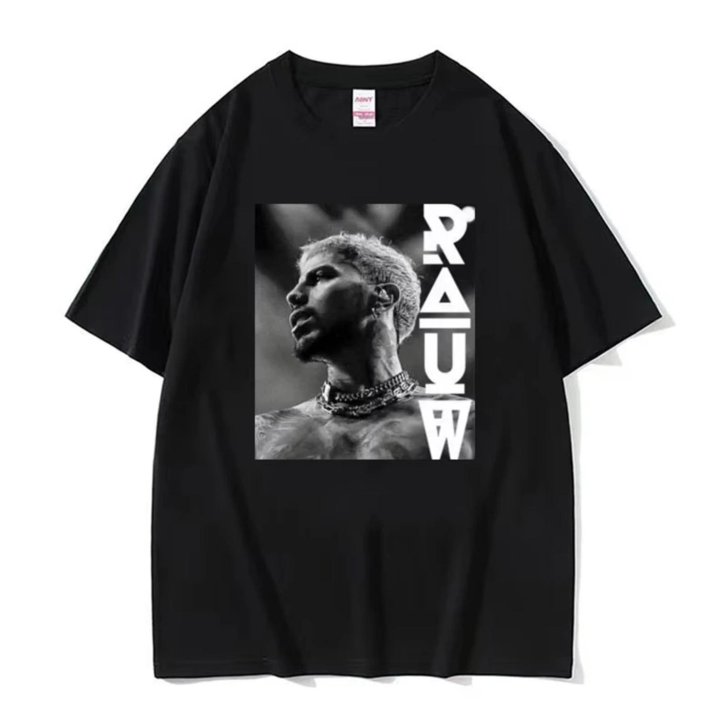 

Rapper Rauw Alejandro Reggaeton Trap T-shirt Men s Harajuku Retro Hip Hop Punk T-shirts Unisex 100% Cotton Short Sleeve T Shirt S чёрный