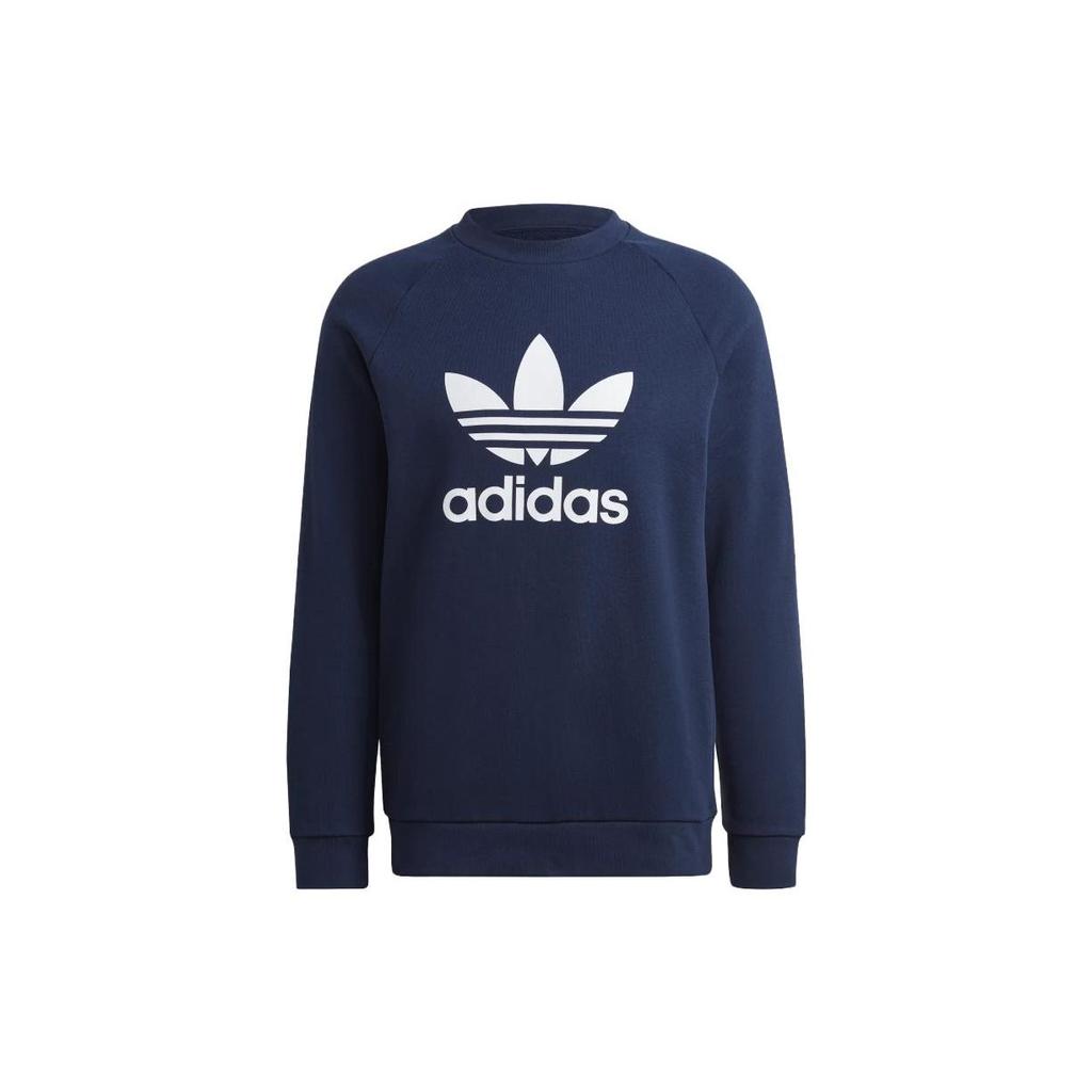 Adidas Originals Solid Logo Print Long Sleeve Sweatshirt Men Sweatshirt Dark-Blue HK5294