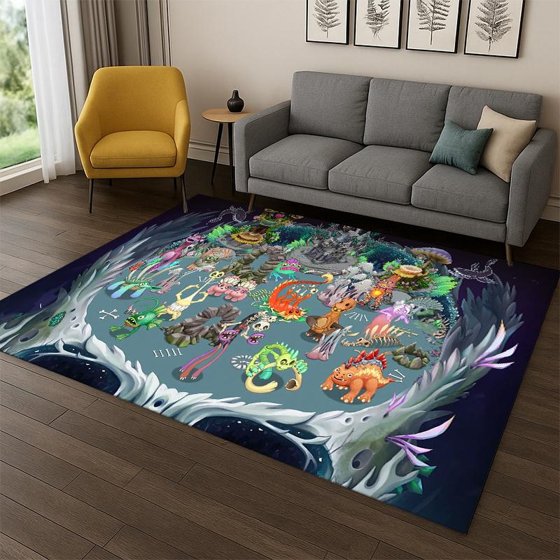 Tappeto Cartoon My Singing Monsters per Camera da Letto, Soggiorno, Divano, Sala Giochi, Zerbino, Decorazione Casa, Tappeto per Area Bambini Antiscivolo