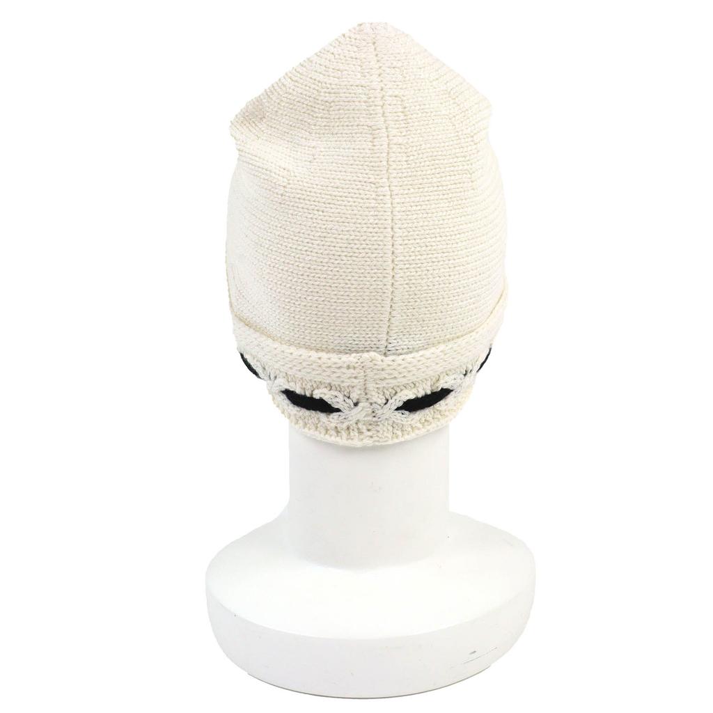 Pristine CHANEL Knit cap COCO Mark Knit hat white cashmere Women AAB112 Used