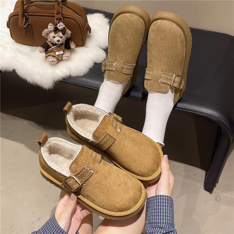 Thick-soled Women's Non-slip Soft-soled Comfortable Snow Boots 2025 New Winter Velvet Low-top One-pedal Thermal Cotton Shoes