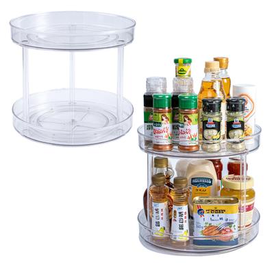 360 Rotation Cabinet Turntable Organizer Storage Spice Rack Drink Cosmetic Storage Rack Transparent For Kitchen Bathroom