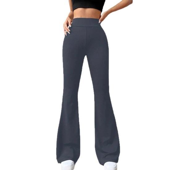 

Women Pants High Waist Slim Fit Loose Leg Trousers Pure Color Yoga Running Walking Volleyball Flared Pants Everyday Wear S