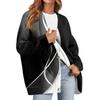 Women's Fashion Long Sleeve Print V-Neck Button Loose Cardigan Top
