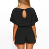 Womens Short Sleeve Wide Leg Pants Short Jumpsuit Strappy Playsuit