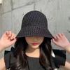 Spring Summer Breathable Hollow Fisherman Hat Sun Protect Wide Brim Sunscreen Cap for Women Beach Panama Straw Dome Weave Bucket