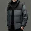 Mens Winter Puffer Jacket With Colorblock Design Stand Collar 86-90% White Duck Down Warm Thick Outerwear Casual Wear
