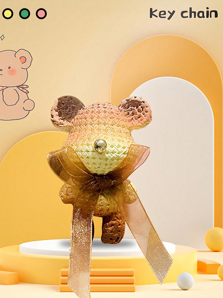 Fashion Gradient Resin Bear Delicate Creative Cartoon Car Backpack Pendant Holiday Gifts Bag Charm