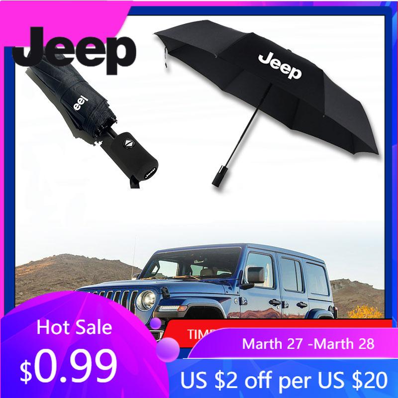 Pour Jeep Emblème de Voiture Parapluie Pliant Automatique Coupe-vent Pare-soleil Pour Jeep Grand Cherokee Wrangler JK Gladiator Compass Reneg