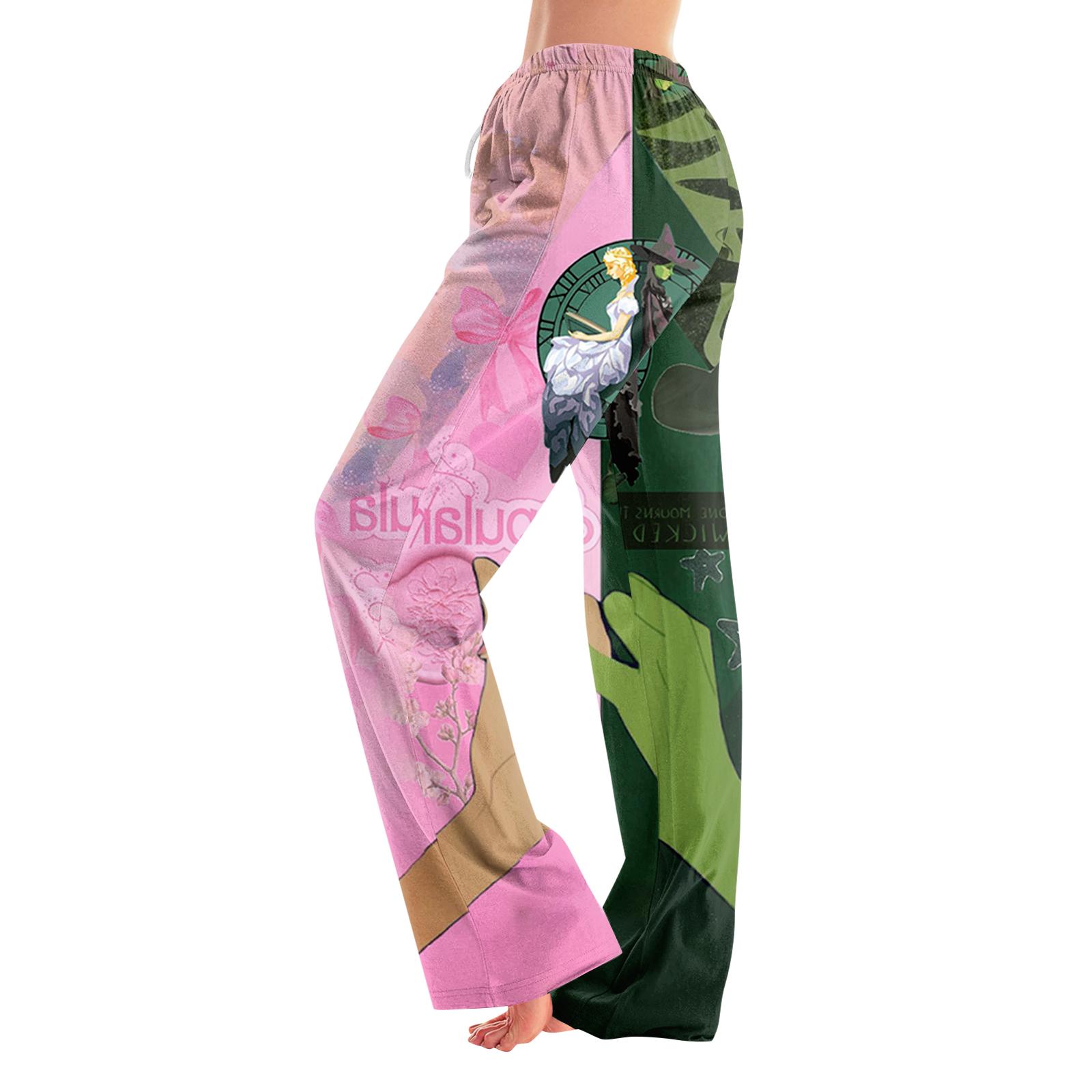 

Пижамные брюки Домашняя одежда Повседневные Брюки на кулиске с эластичной талией Удобные Прямые Брюки для йоги Свободные M розовый