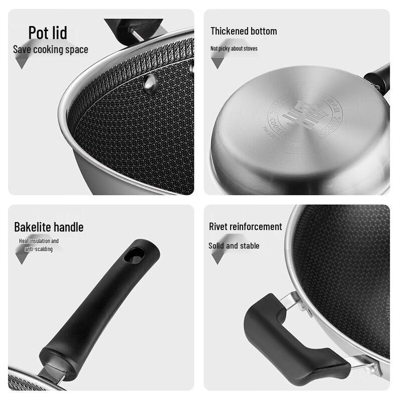 Chuidahuang 28cm 316 Stainless Steel Flat Frying Pan