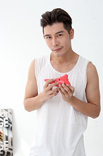 TNG Ocarina, 12-Hole Alto, Pink, Plastic, C Key, AC (with Strap), with Brass Tube, Resin, Pink
