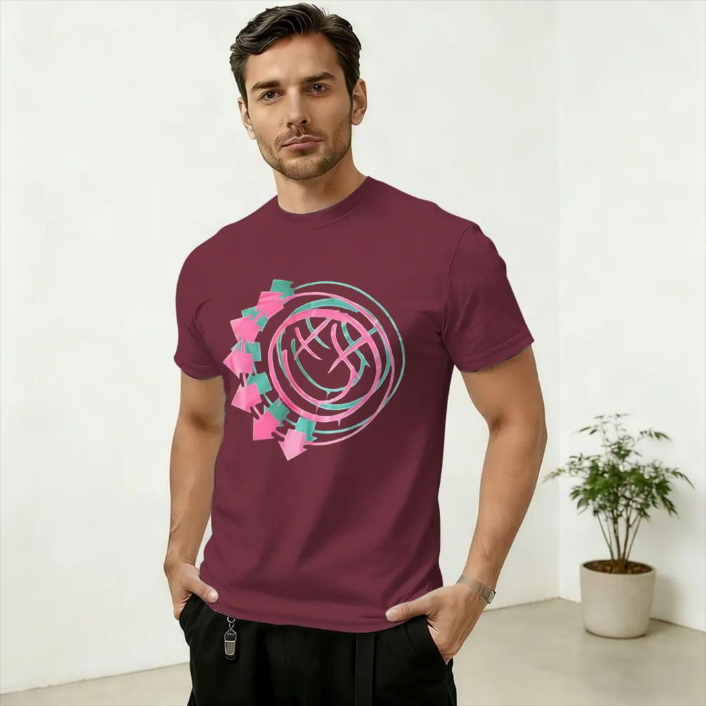 Band B-Blinks182s Unisex's T Shirts Vintage Tees Short Sleeve Round Collar T-Shirts Cotton Gift Clothing