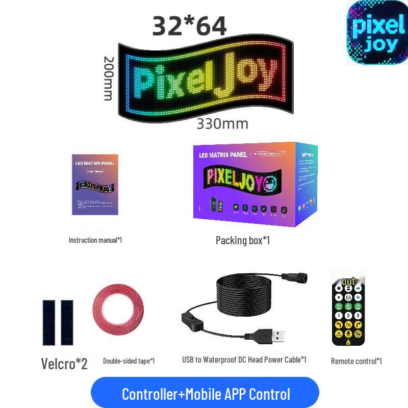 LED Full-Color Bluetooth Interactive Car Screen Sticker - Waterproof & DIY