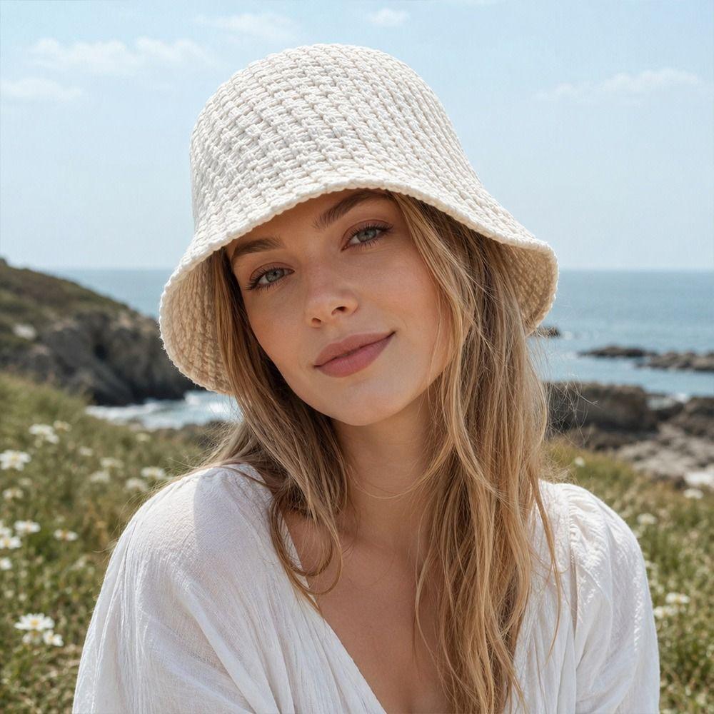 Ear Protection Bucket Hat Coldproof Knitted Fisherman Hat Fashion Warm Cap for Women