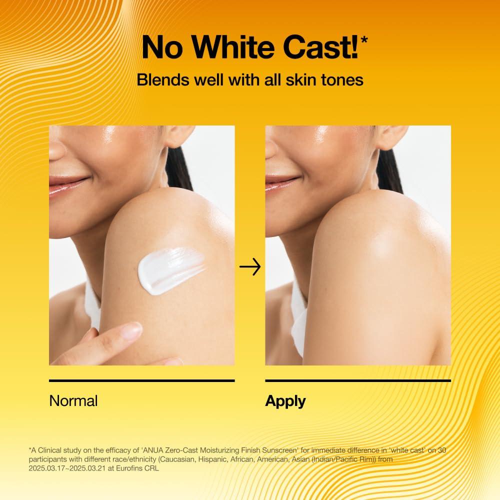 [LOVCI NA DÉMONY Limitovaná edice] ANUA Zero-Cast Hydratační Ochranný Krém na Opalování Dvojbalení 50ml × 2 – Hydratační Denní Krém na Opalování Bez Bílých Stop