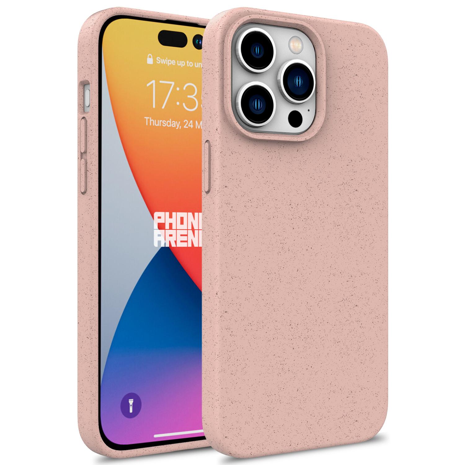 

For iPhone 16 Pro Case Wheat Straw TPU Biodegradable Plant Phone Cover Pink