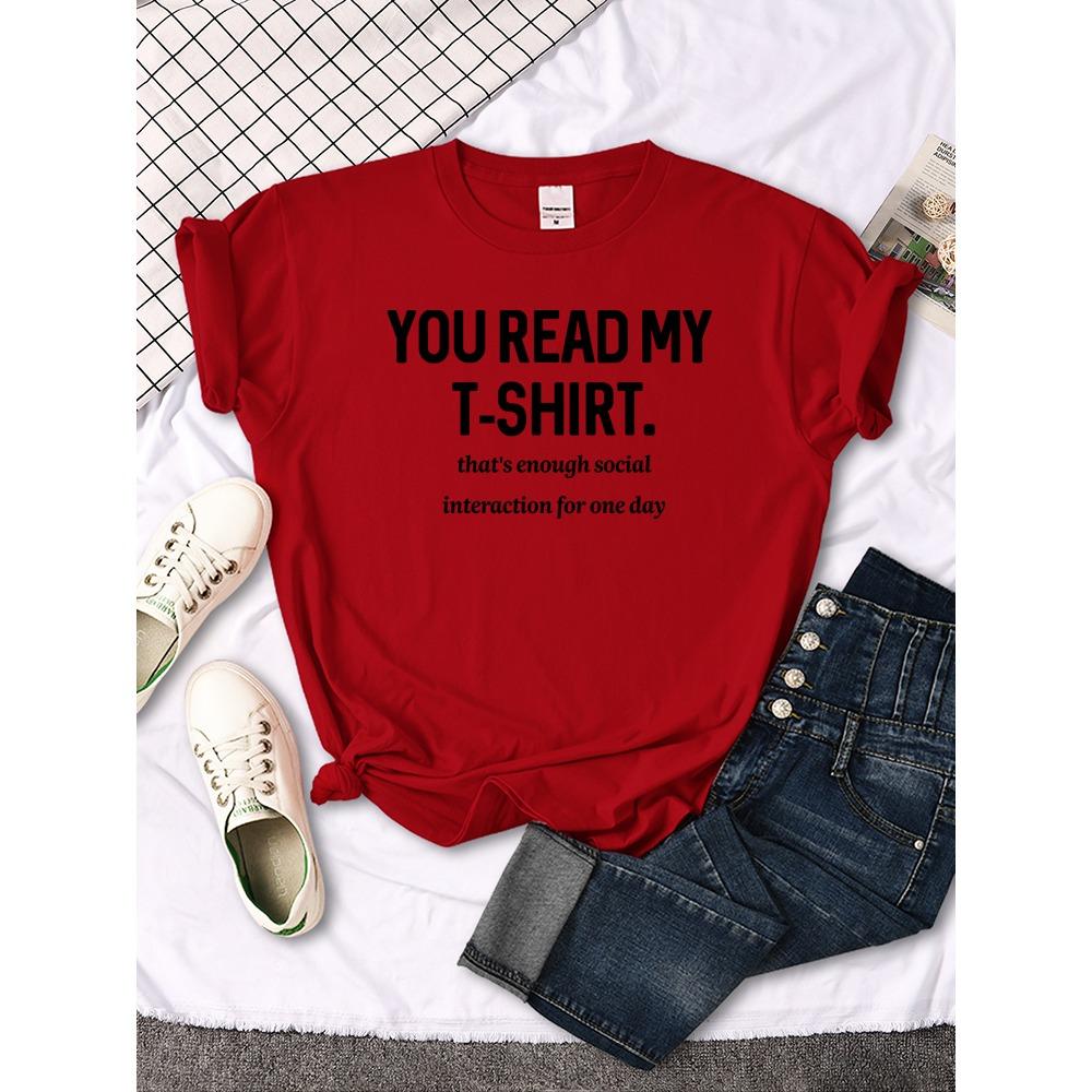 You Read My TShirt Round Neck Creativity Casual Women's Harajuku Sleeve Casual Women's T-shirt Clothing Street Clothes
