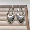 Light Luxury Exaggerated Court Style Metal Water Drop Earrings Women Retro Glossy Temperament Versatile Design Jewelry Gift
