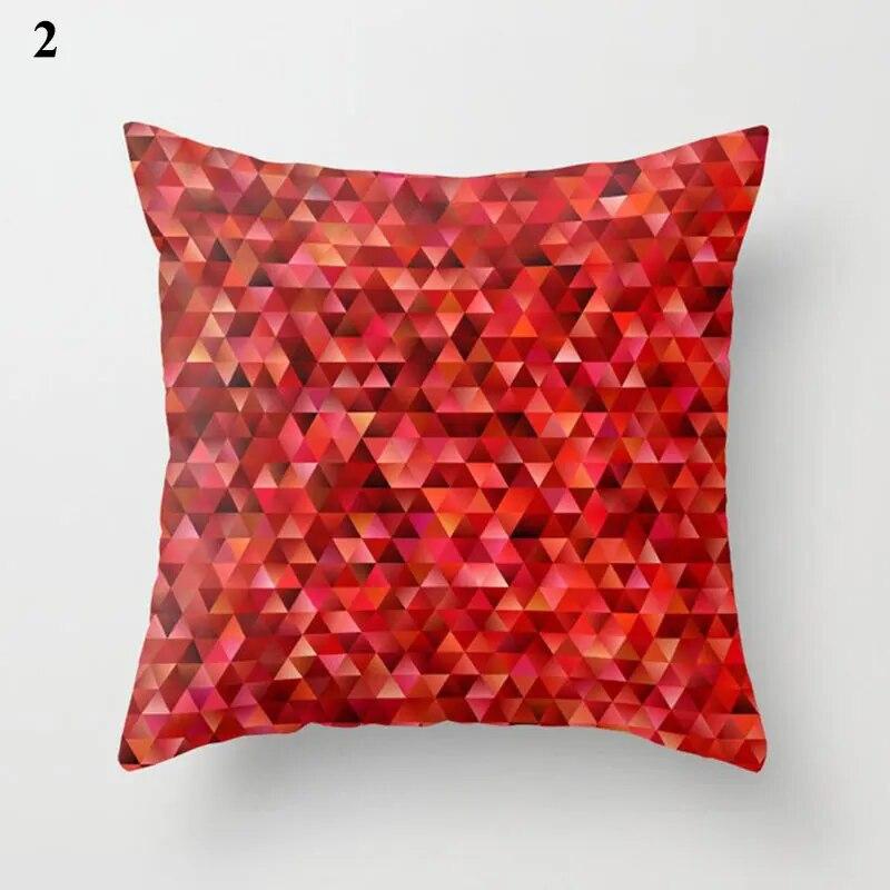 Red Cushion Cover Geometric Print Pillowcase  Wedding Decor