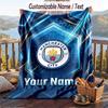 Flannel Blanket Manchester City Print Custom Name Text Soft Throw for Sofa Bed