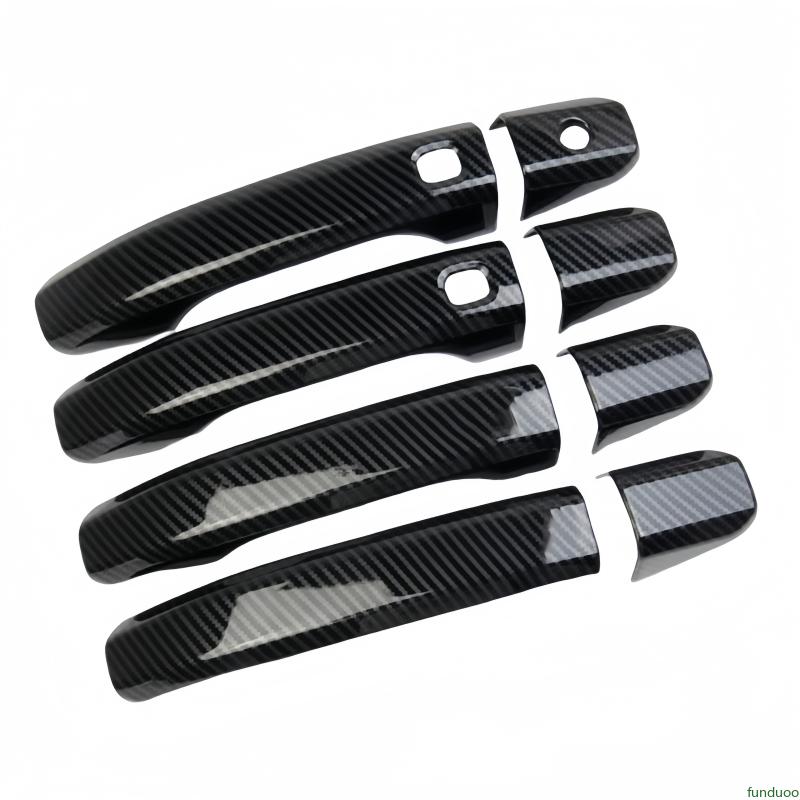 Door Handle Cover Glossy Black Carbon Fiber Chrome Trim Styling Accessories For Chevrolet Silverado GMC Sierra 2015-