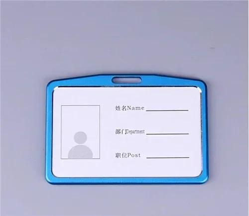 Credit Card Cover Women Aluminum Alloy Work Name Card Holders Case Business Work Card ID Badge Lanyard Holder Metal Bags