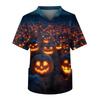 Men's Short Sleeve V-Neck Halloween Print Chest Pocket Care Top