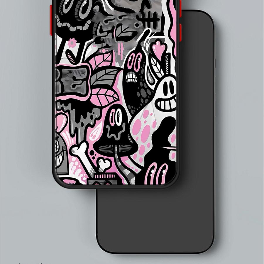 Fashion Monster Graffiti Phone Case for Apple iPhone 15 16 Pro XS Max 16e 13 14 Plus XR SE 7 8 12 11 Pro Plus Matte