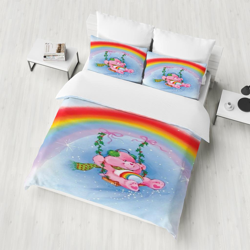 Care Bears Anime Bedding Set Duvet Cover 1009 Polyester Suitable For Children And Adults 3-Piece Set