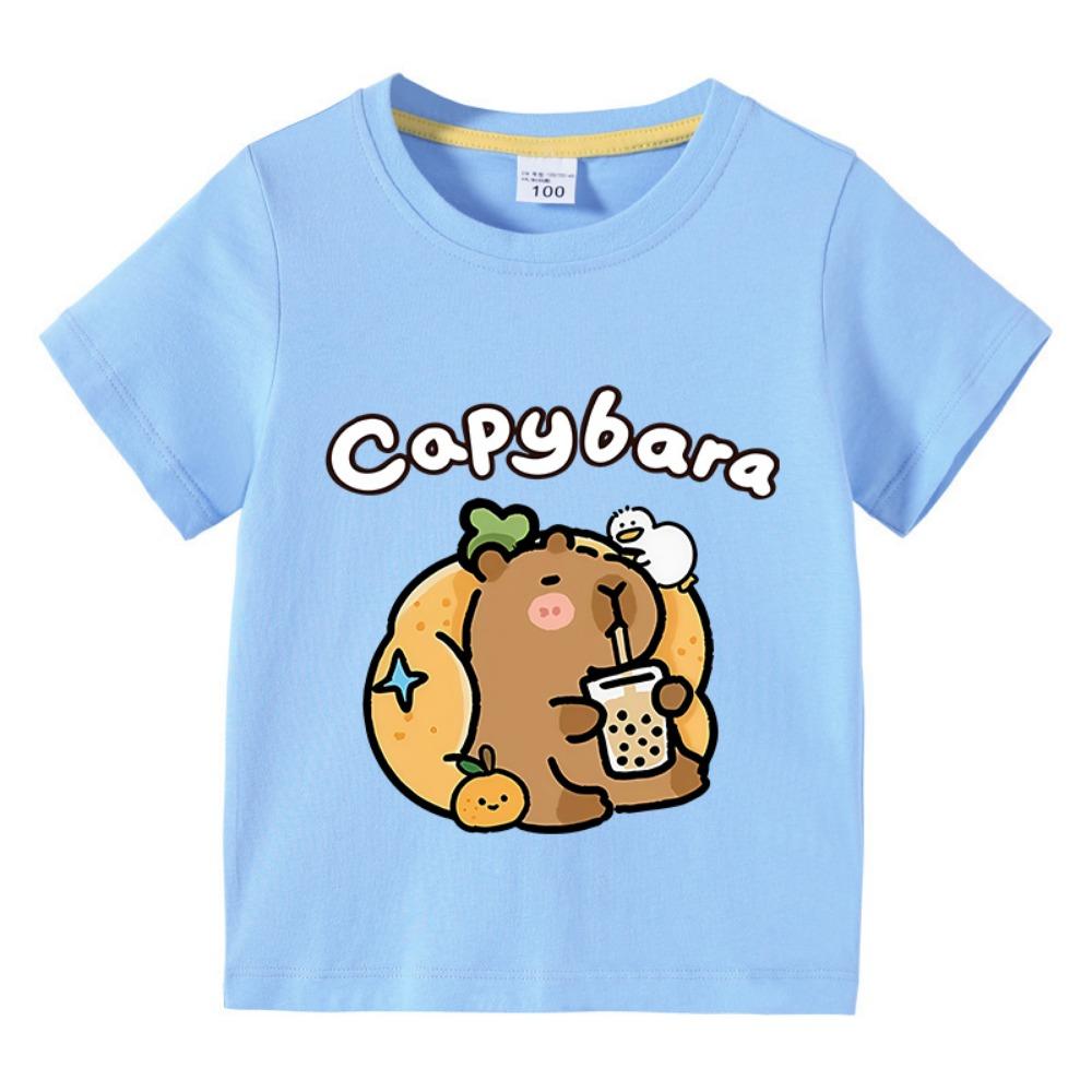 Children  T-shirt Kids Capybara T-shirt  Child Boys Cute Capibara Round Neck Tops Tee Kids Clothes For Summer