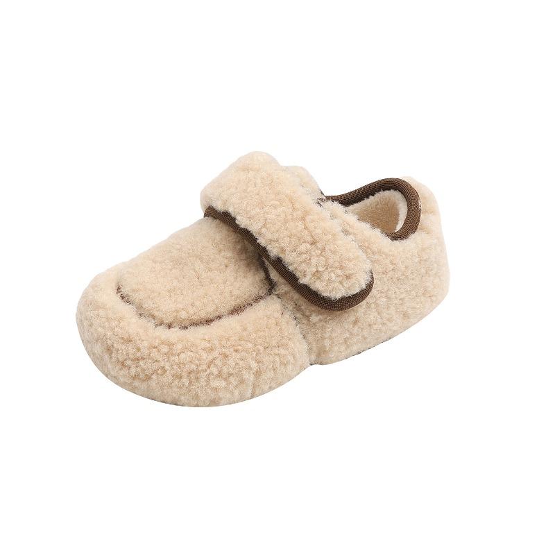 

Classic Fashion Children Cotton Shoes Winter Solid Color Girls Causal Flat Shoes Hook Loop Outdoor Warm Kids Simple Plush Shoes 25