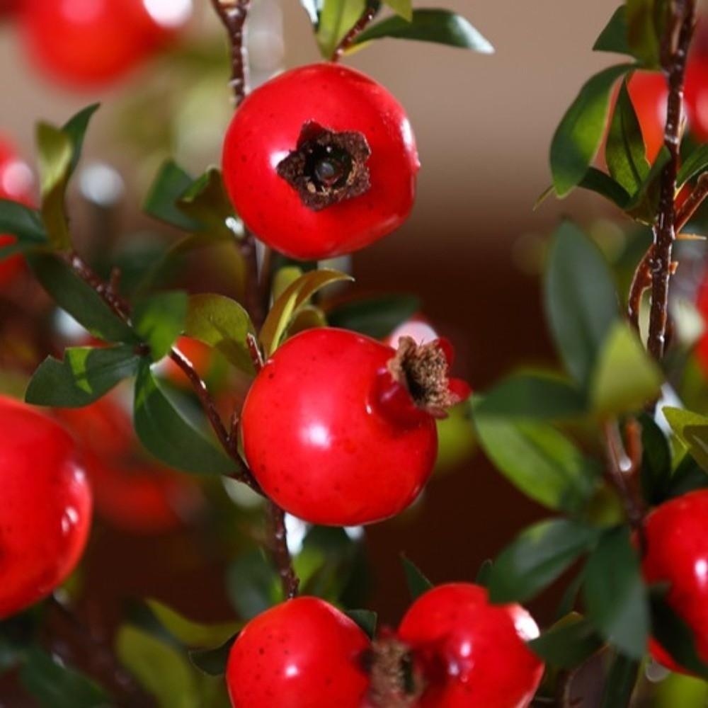 6-Fruit Artificial Pomegranate Branches DIY Fake Plants Simulation Foam Fruit Tree  Home Garden