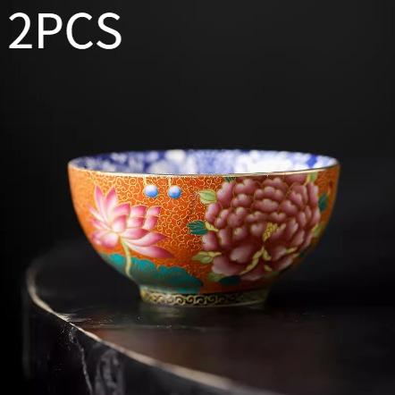 Vintage Enamel Color Blue White Porcelain Tea Cup Floral Pattern Chinese Ceramic Tea Set Cup for Drinking Gift Collection