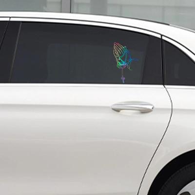 Samolepky do interiéru auta Barva auto modlitební gesto laserové samolepky Bůh Ježíš Kristus Módní styling karoserie auta dekorativní samolepky