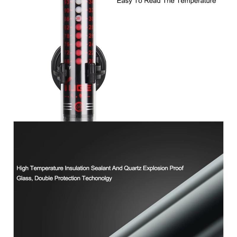 110v-220v Adjustable Temperature Thermostat Heater Rod 25W/ 50W/ 100W Submersible Aquarium Fish Tank Water Heat