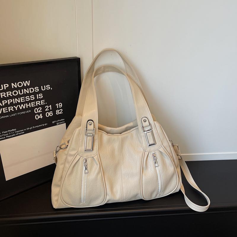 Women's Shoulder Bag Solid Color Large Capacity Travel Commuter Tote Bag