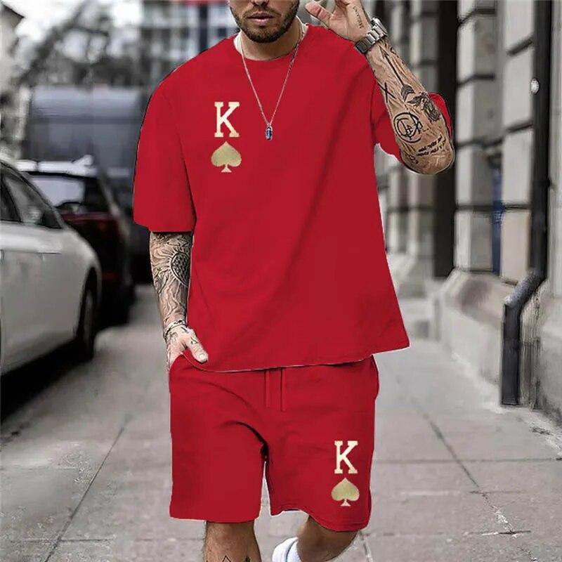 Ensemble Sport été 2025 Pour Homme - T-shirt Et Short Imprimé Cocotier - Style Décontracté