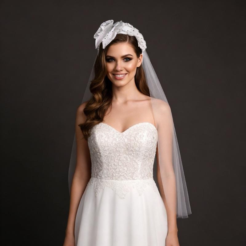 Fingertip Length Bride Veils with Flower Hairband Design for Elegant Bride Church and Outdoor Wedding Ceremony Dressingup