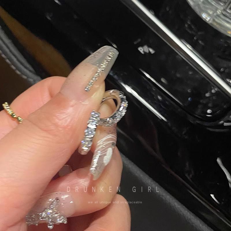 Exquisite Four-Piece Zircon Geometric Earrings Set: Shiny, Diamond-Studded, Versatile, and Elegant Earrings with Ear Buckles.