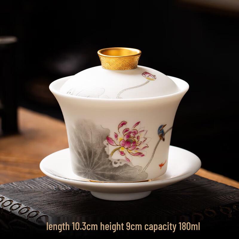 Chaxun Gilded Ceramic Kung Fu Gaiwan