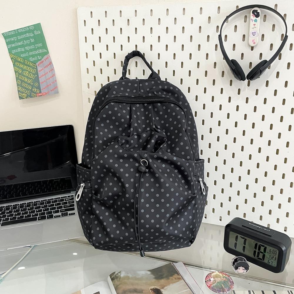 Versatile Polka Dot Women's Backpack Lightweight Nylon Backpack Bag School Bag For Students Travel Use
